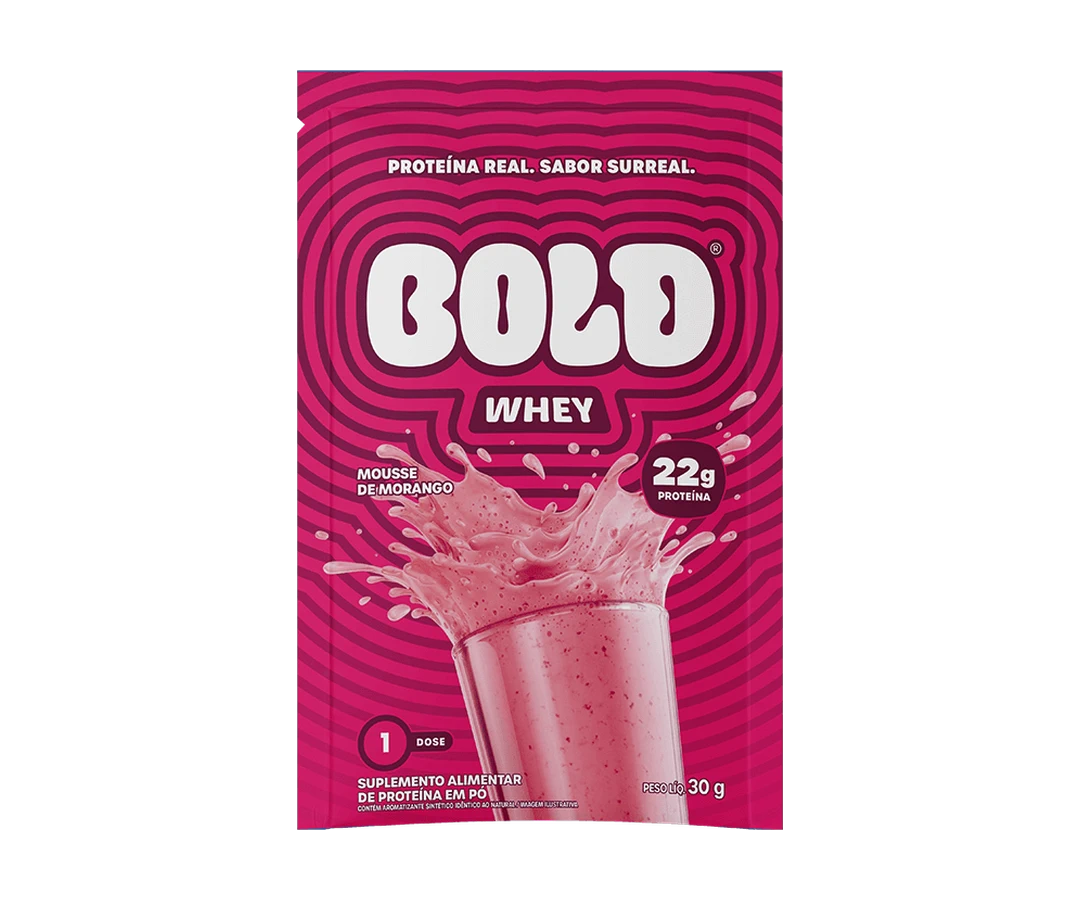 Sachê BOLD Whey 30 g sabor mousse de morango